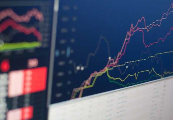 close-up photo of monitor displaying graph